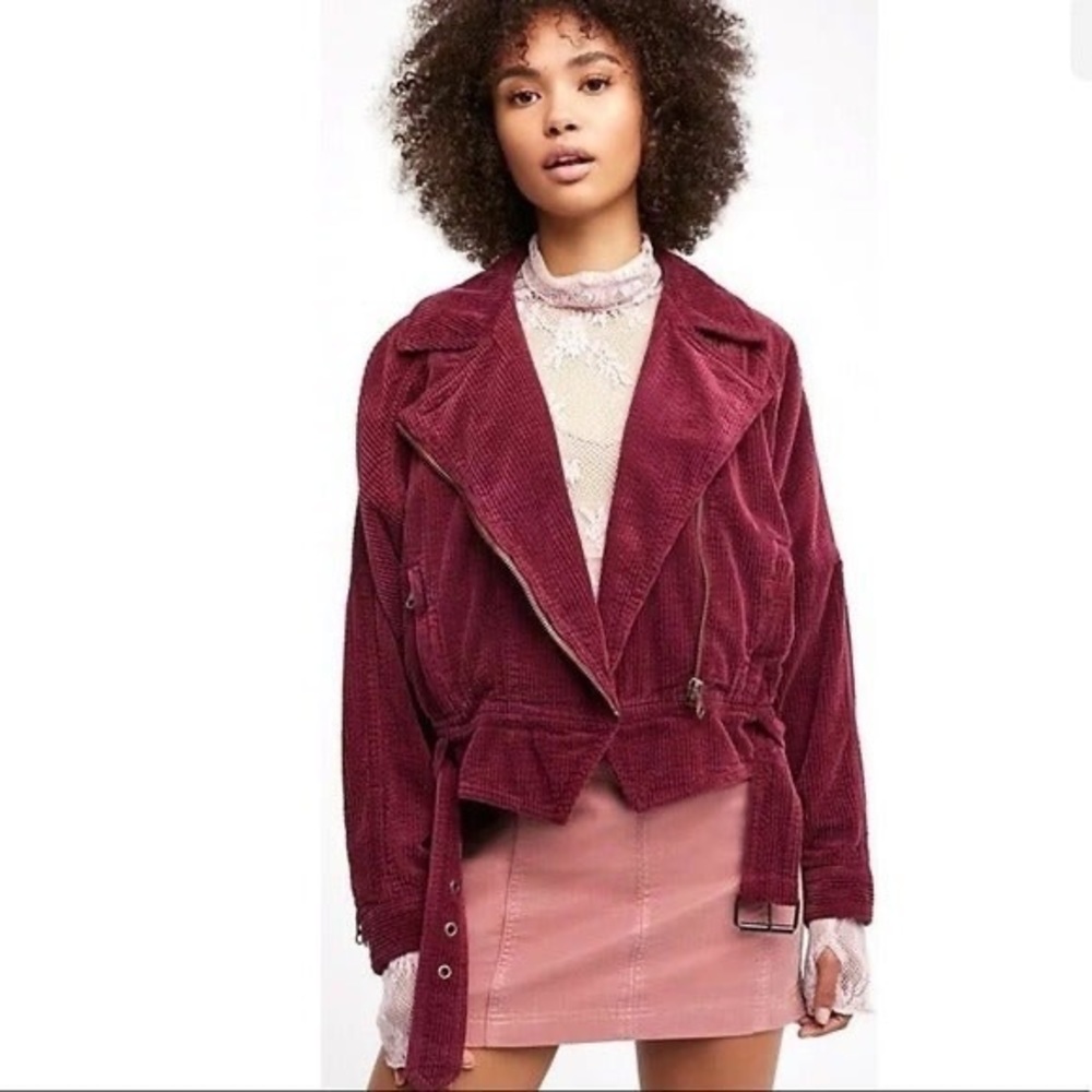 Free People Corduroy Slouchy Dolman Moto Jacket